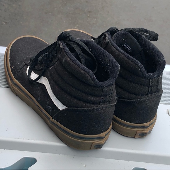 Vans Off the Wall High Top Shoes Youth Boy’s Black & White Canvas Sneakers Sz 5 - Picture 7 of 13